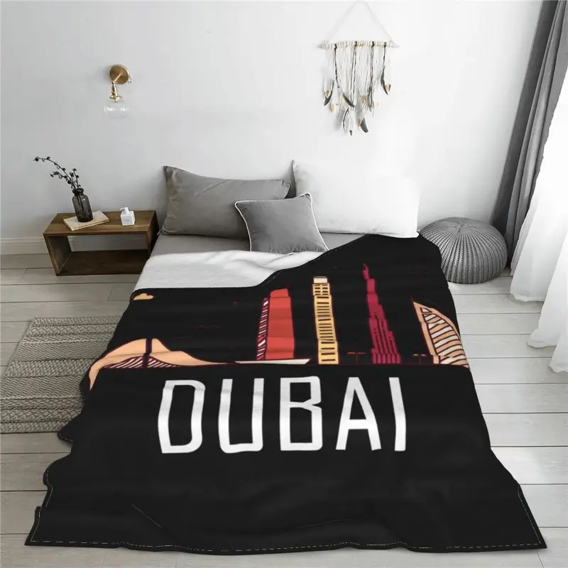 Khalifa Burj Al Arab Skyline Skyscraper Dubai Blanket Fluffy Flannel Dust Cover Bedding Throws Machine Washable