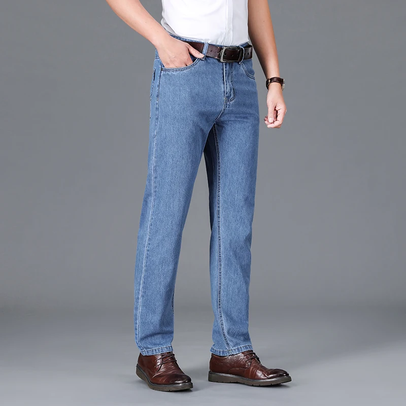2025 Autumn Winter High Quality Jeans Men Brand Denim 100%Cotton Men's Business Loose Straight Long Trousers Large Size 40 42