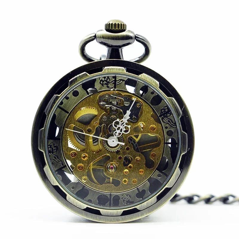 Men's Mechanical Pocket Watch Antique Retro Necklace Pendant Clock Hand Wind Watch Gift For Dad Grandpa