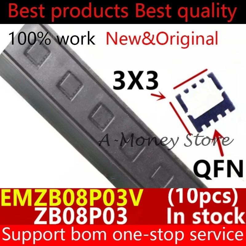 

(10pcs)EMZB08P03 ZB08P03 EMZB08P03V QFN-8