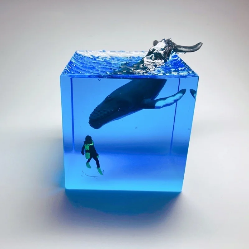 Marine Resin Luminous White Whale Diver Small Night Lamp Creative Gift Men and Women Couple Gifts Desktop