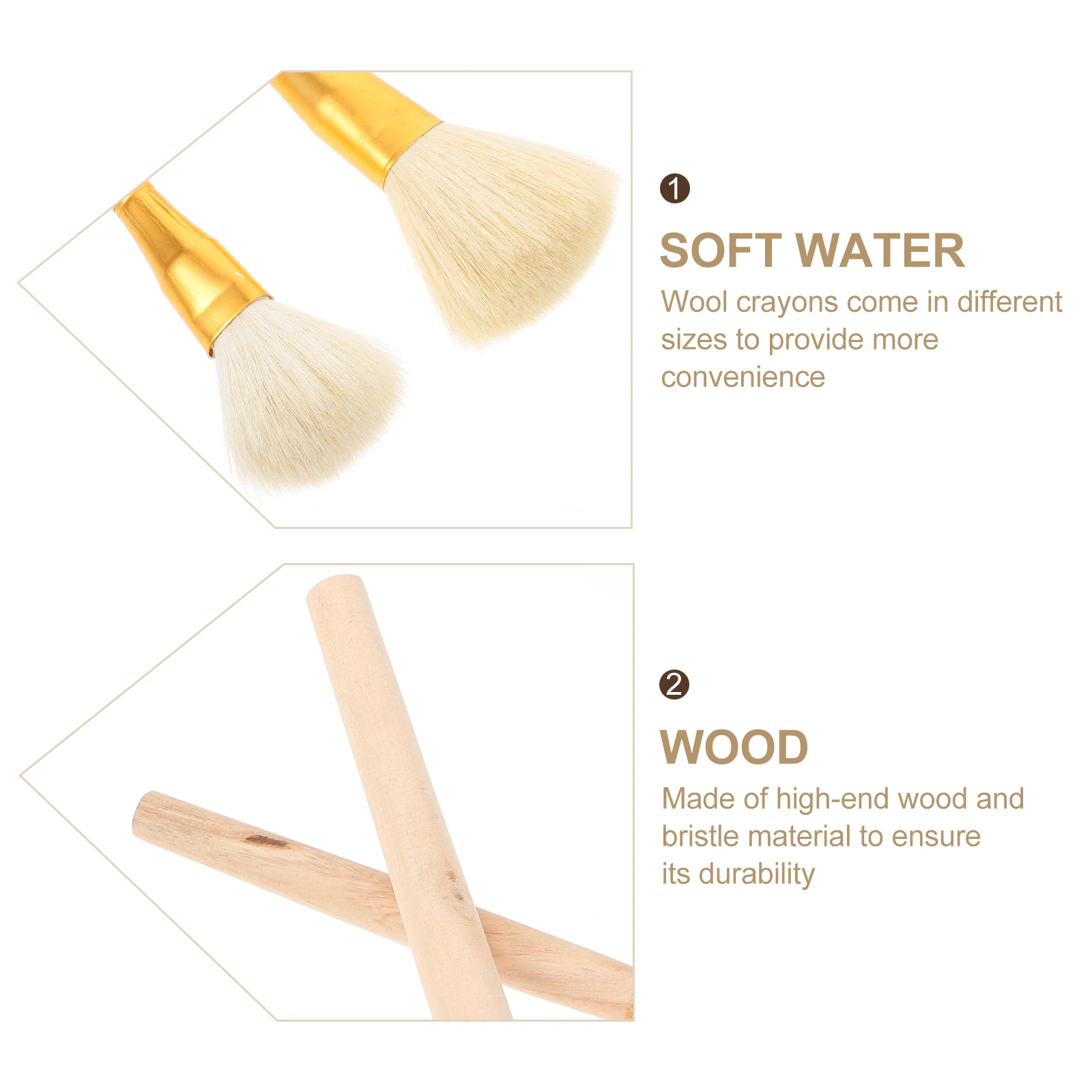 

12pcs Wool Brush Soft Head Gilding Painting for Gold Foil Art Watercolor Wooden Handle Craft Hobby DIY Projects Art Supplies