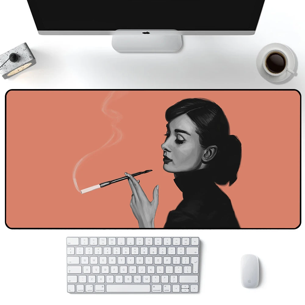 Audrey Hepburn – grand tapis de souris Gaming en Silicone, pour ordinateur de bureau, ordinateur portable