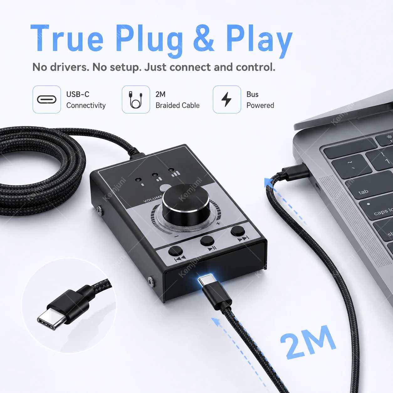Computer Volume Control Multimedia USB Volume Adjustment Song Switching One Click Mute One Click Play KT2 view 5