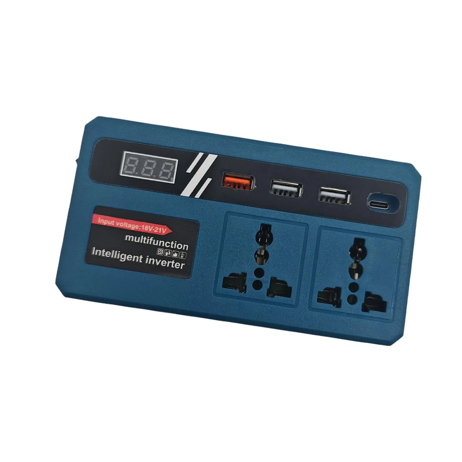 Portable Power Inverter Smart Transformer 18-21V to 220V Multifunction Adapter with 3 USB Ports for Household Outdoor Work
