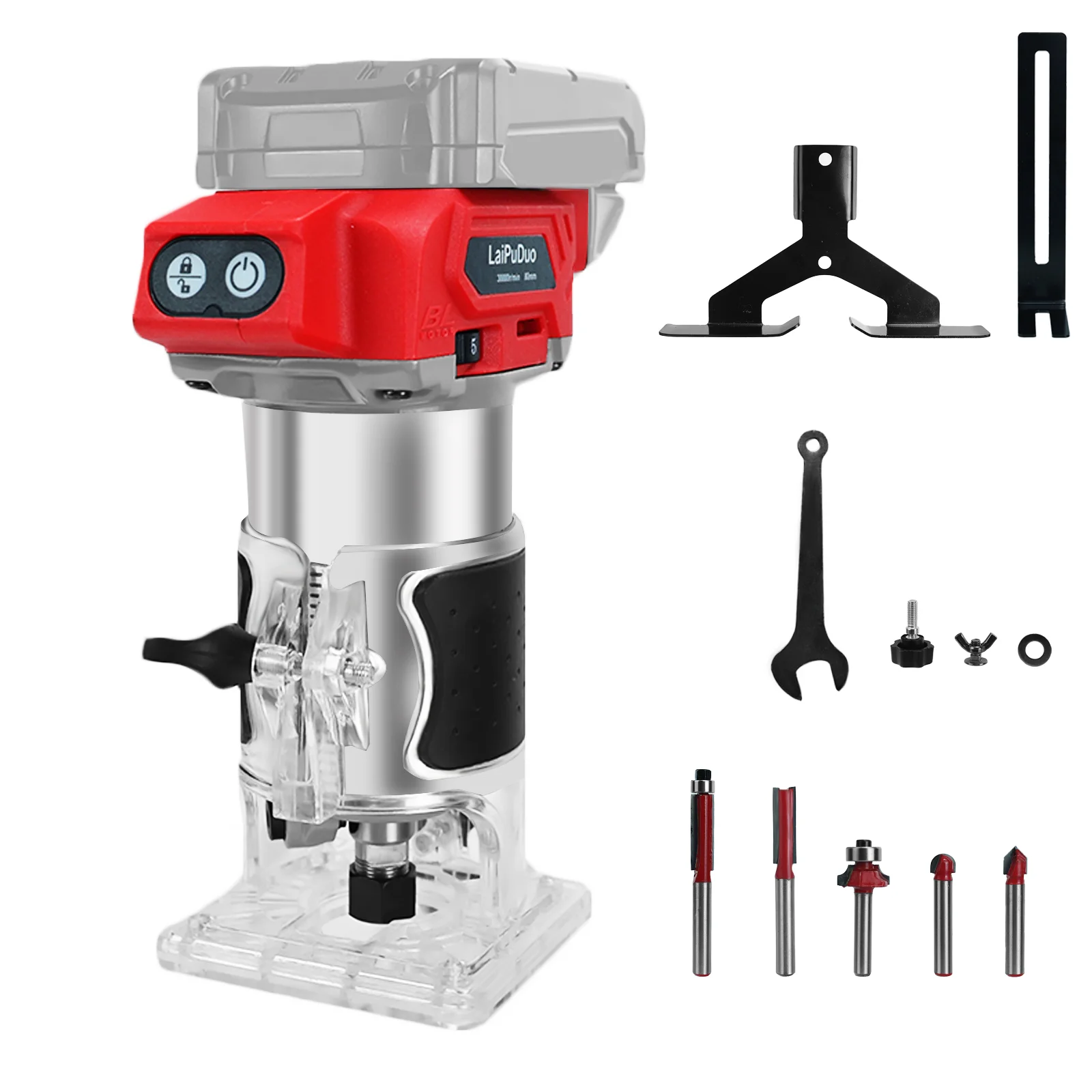 Brushless Cordless Wood Router Tool for Milwaukee 18V Battery 5 Variable Speeds Woodworking Trimming Machine (No Battery)