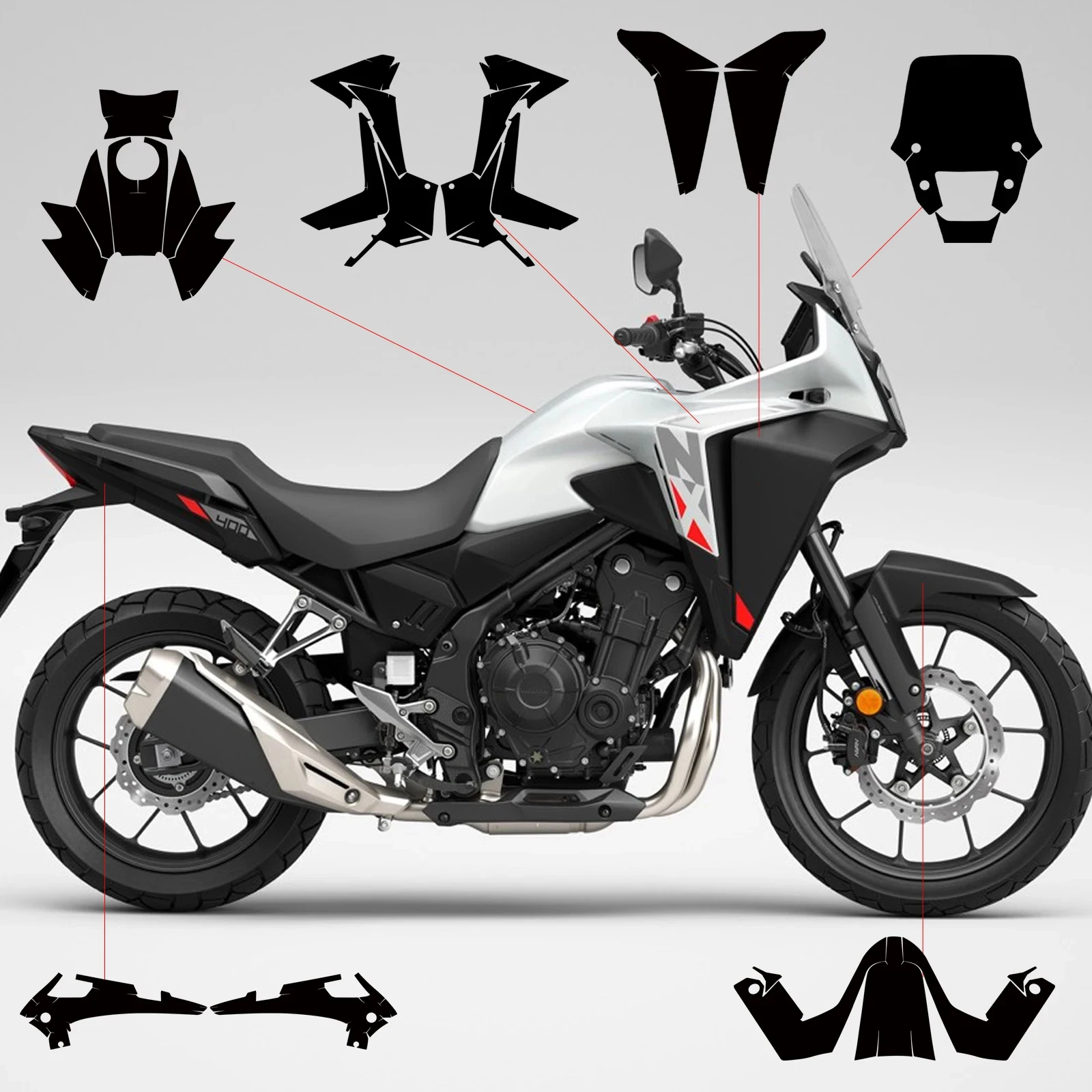 For HONDA NX400 NX 400 NX 400 2024 Motorcycle Accessories PPF Windshield Anti -scratch Film TPU Full Paint Protection Film Kit