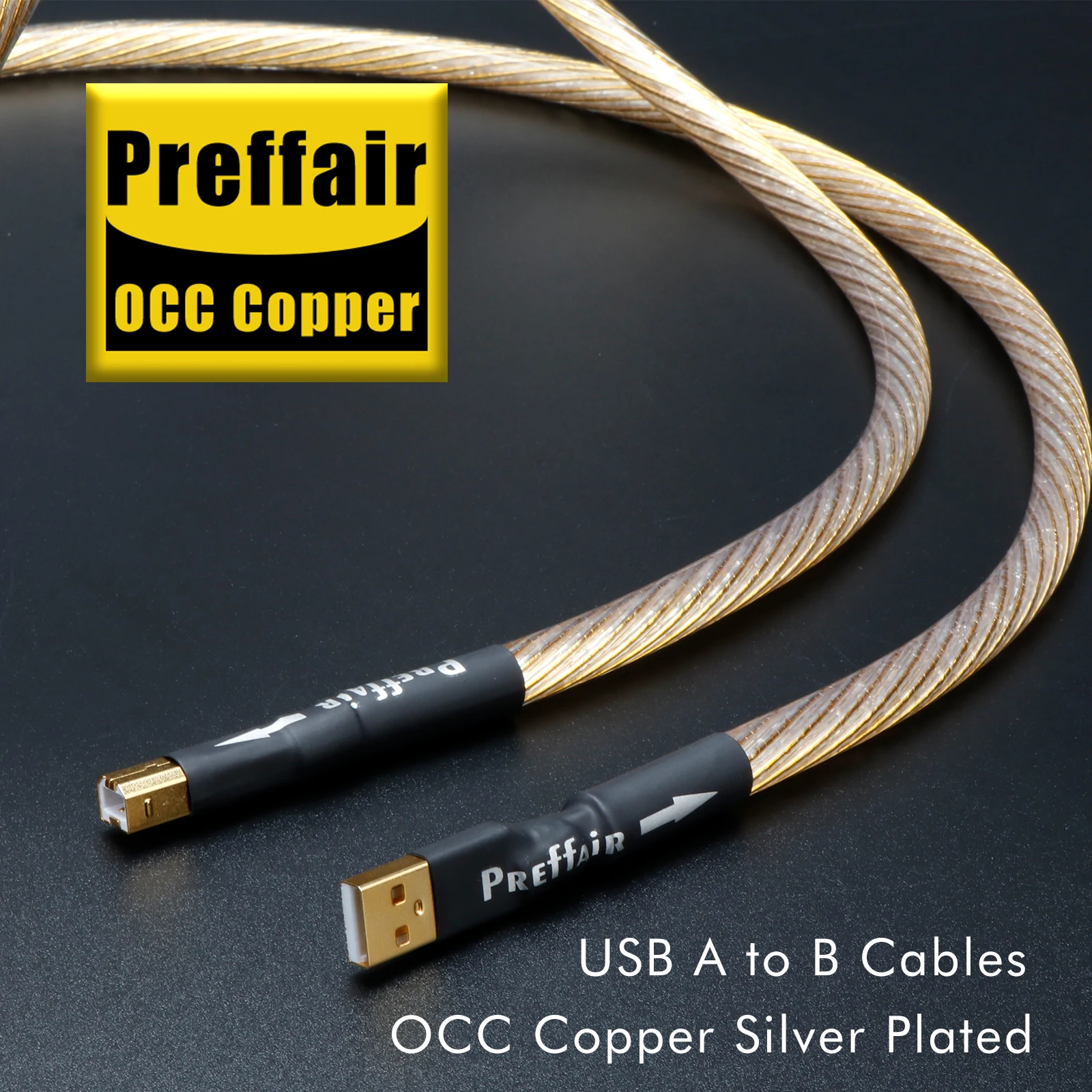 Cabo USB OTG Preffair com Conectores Prateados USB Tipo A para B para Câmera, Laptop, Máquina de Fax, Computador Pessoal, Impressora