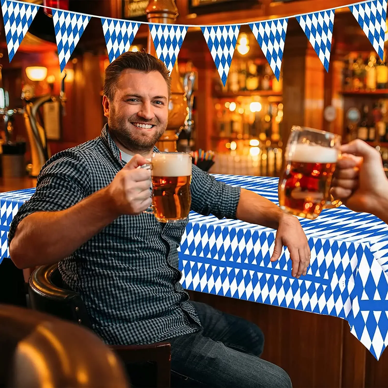 Oktoberfest-Mottoparty-Dekorationen, Bierbesteck, Pappbecher, Teller, Servietten, Tischdecke, Banner, Erwachsene, Bier, Junggesellenabschied – Detail 8