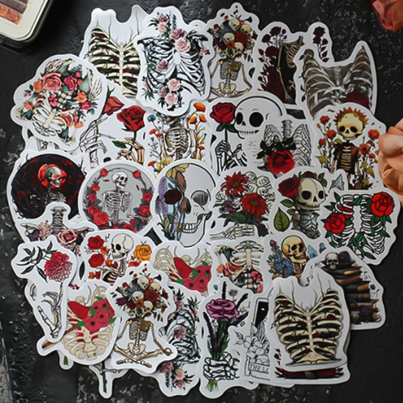 Mr.paper Decorative Stickers Rose Funeral Gothic Interesting Stickers Mobile Phone and Computer Decoration Handbook Material