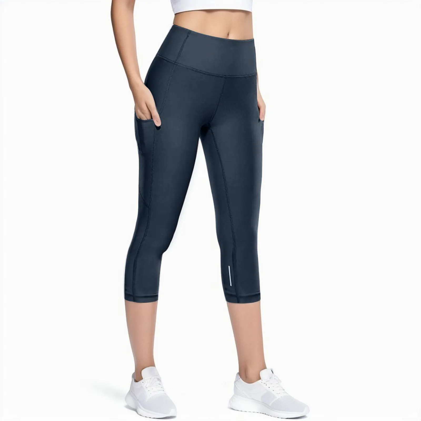 Women Yoga Running Legging Capri Sport Pants Fitness Gym High Waist Casual Legging Girl Mesh 3/4 Gym Yoga Pants Roupas De Ioga