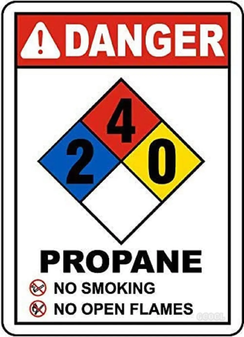 Propane 2-4-0 Sign, Metal Wanring Signs Private Property,Danger Safety Sign Plaque,Gate Sign,8x12inch