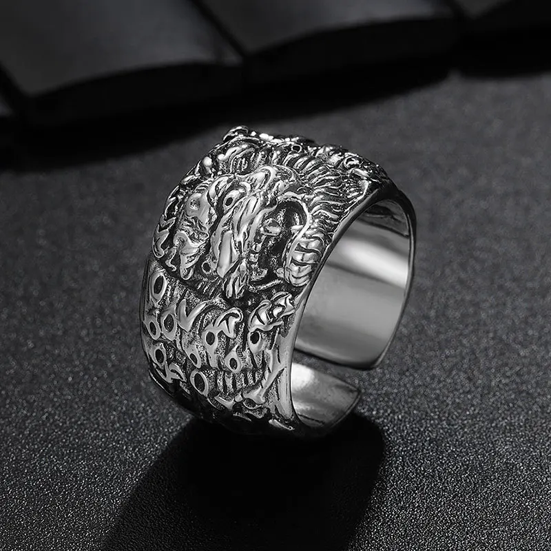 Masculine Simple silver 925 domineering Pixiu mens rings retro trend exquisite Engraved ring Adjustable opening banquet jewelry
