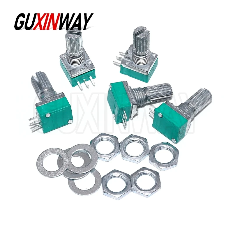 5PCS RK097 RK097N Potentiometer B1K 5K 10K 20K 50K 100K 250K 500K 15mm 3Pin Audio Shaft Amplifier Sealing Potentiometers