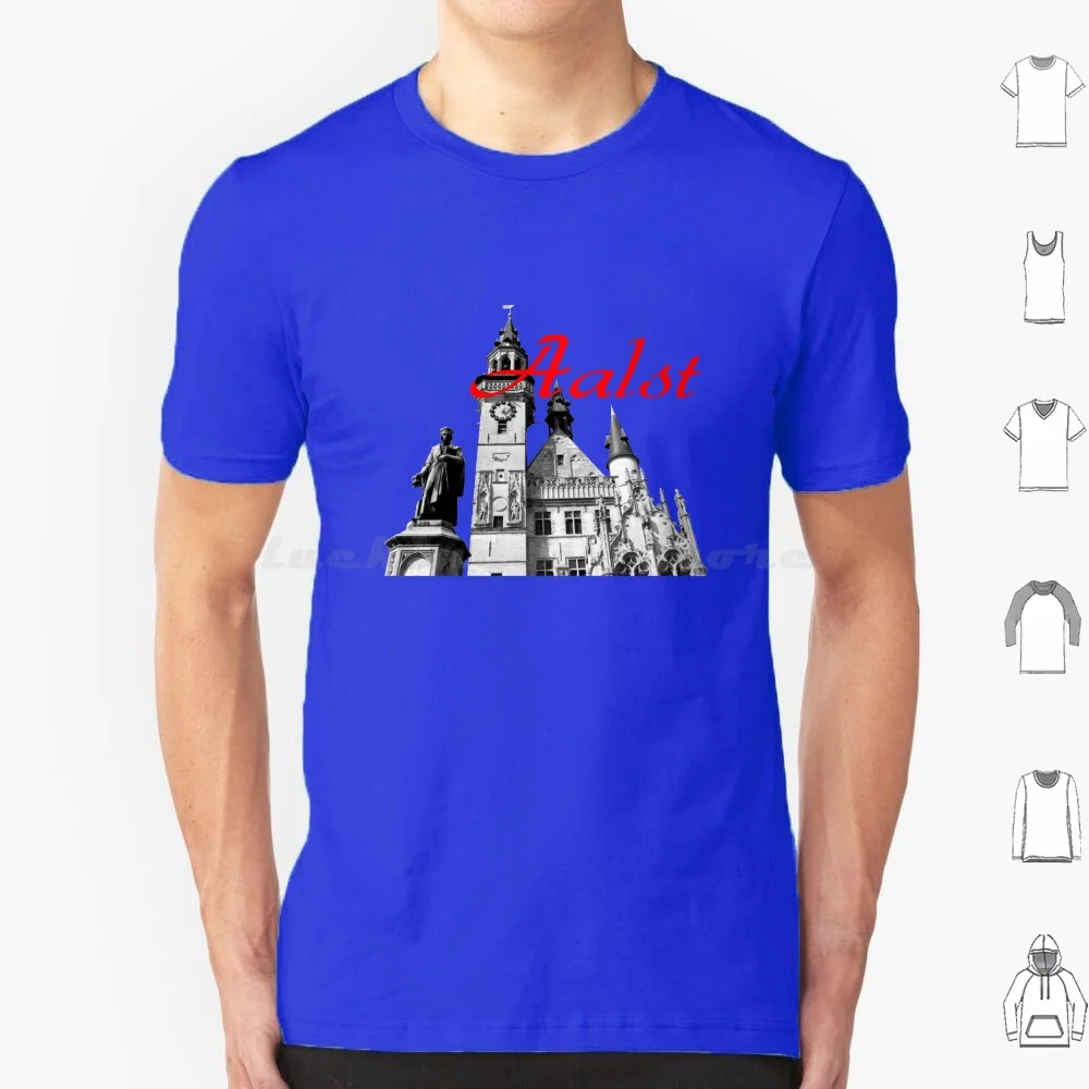 Camiseta de recuerdo con iconos de Aalst, Bélgica, camiseta fresca de algodón 6xl, Aalst Oijlst Alost Aldermans House, anciano Belfort Belfry