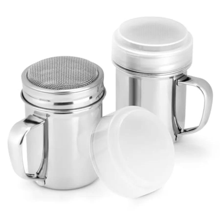 Powdered Sugar Shaker Duster, Cinnamon Shaker Flour Shaker Sifter, Fine Mesh Stainless Steel Dredge for Sugar Flour Cocoa Coffe