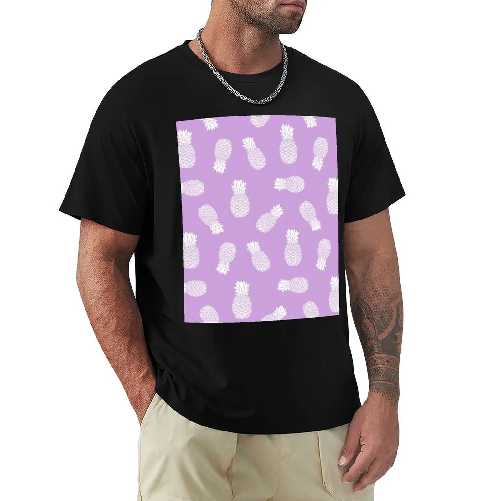 

Purple Pineapple Pattern T-Shirt blue lock anime summer shirt basketball graphic tees mens graphic t-shirts anime