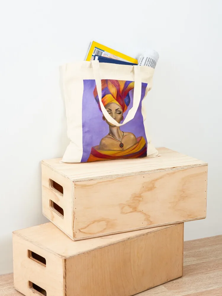 กระเป๋าโท้ทลายราชินีแอฟริกัน กระเป๋าผ้า กระเป๋าผ้าแคนวาส กระเป๋าสั่งทำ กระเป๋าโท้ทผ้าแคนวาส