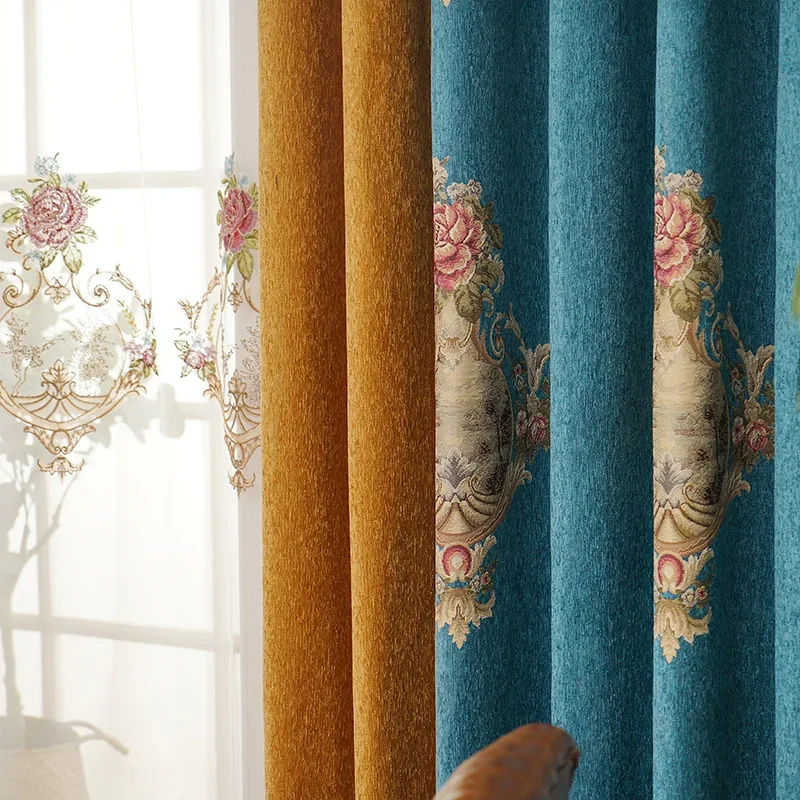 European Style Living Room Bedroom  High Precision Jacquard Blackout Curtains Home Decor Embroidered Curtain