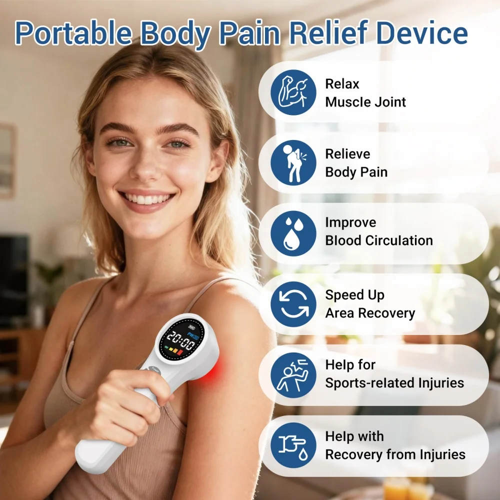 GOVW Medical Grade Cold Laser Therapy LLLT Device 24 Diodes Infrared Light for Pain Relief Sports Injuries Soft Tissue Injuries