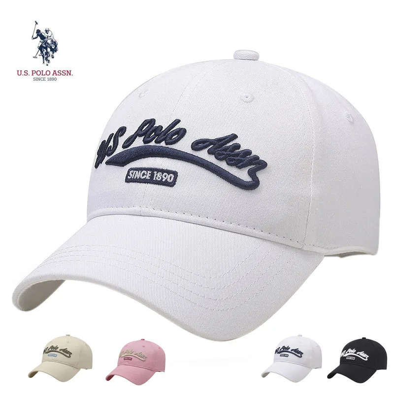 U.S. Polo Assn. 100% Cotton Color LOGO Couple Baseball Cap New Breathable Adjustable Size Fashion Men's and Women's Sun Hat