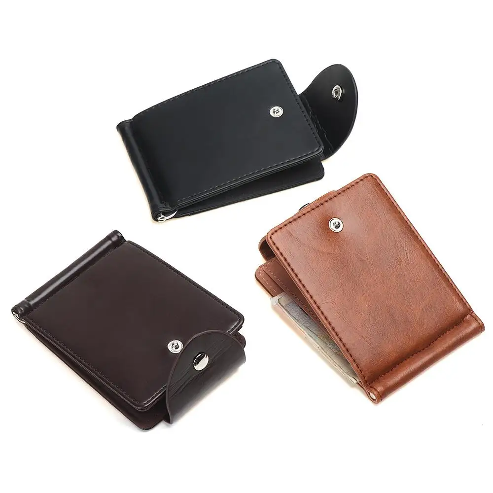 Portable PU Leather Short Wallet ID Credit Wallet Card Bag Money Clips Money Bag