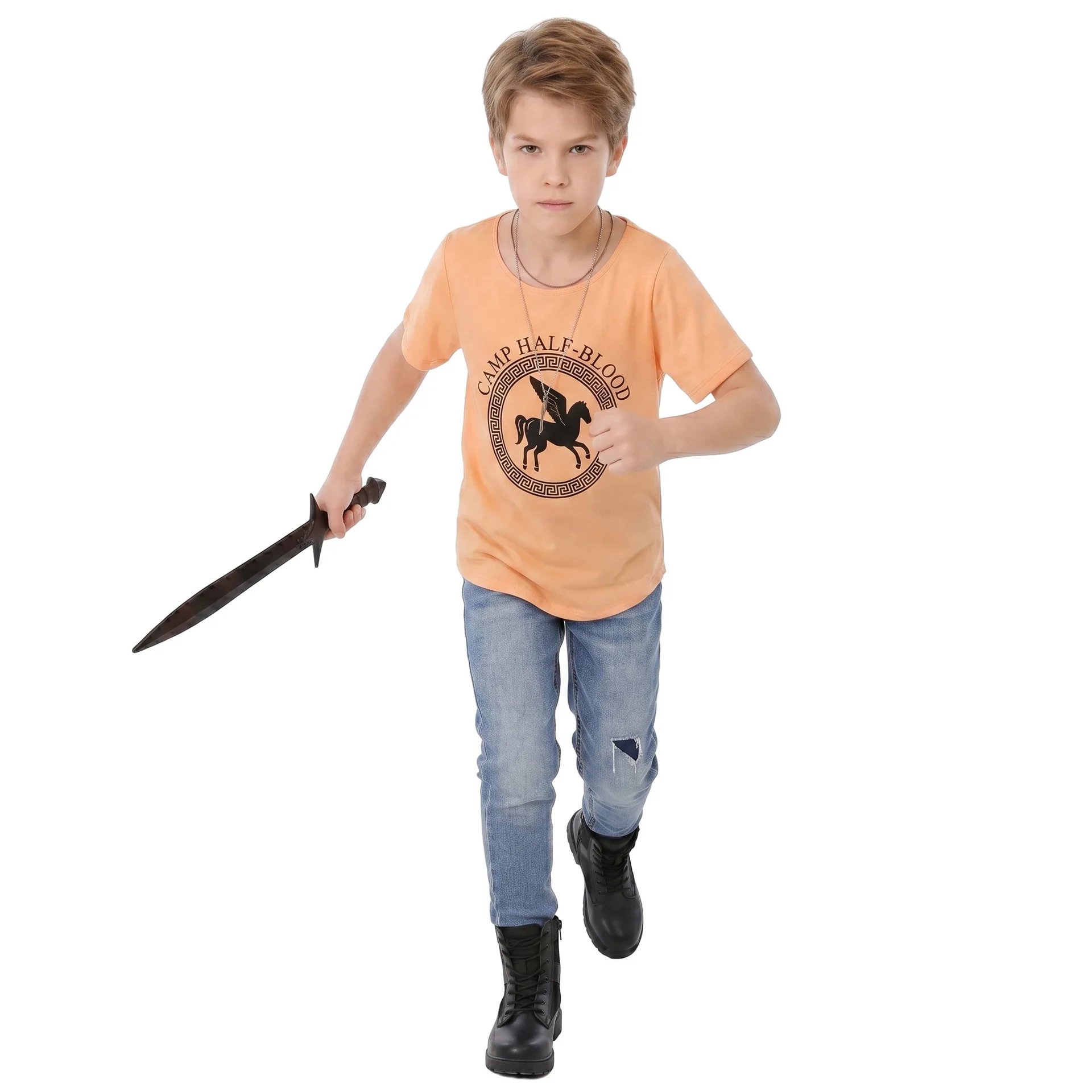 Youth T-Shirt Kids Greek Mythology Demigod Horse Graphic Short Sleeve Tee Jackson Costume Top for Boys Book Day Party Cosplay view 2