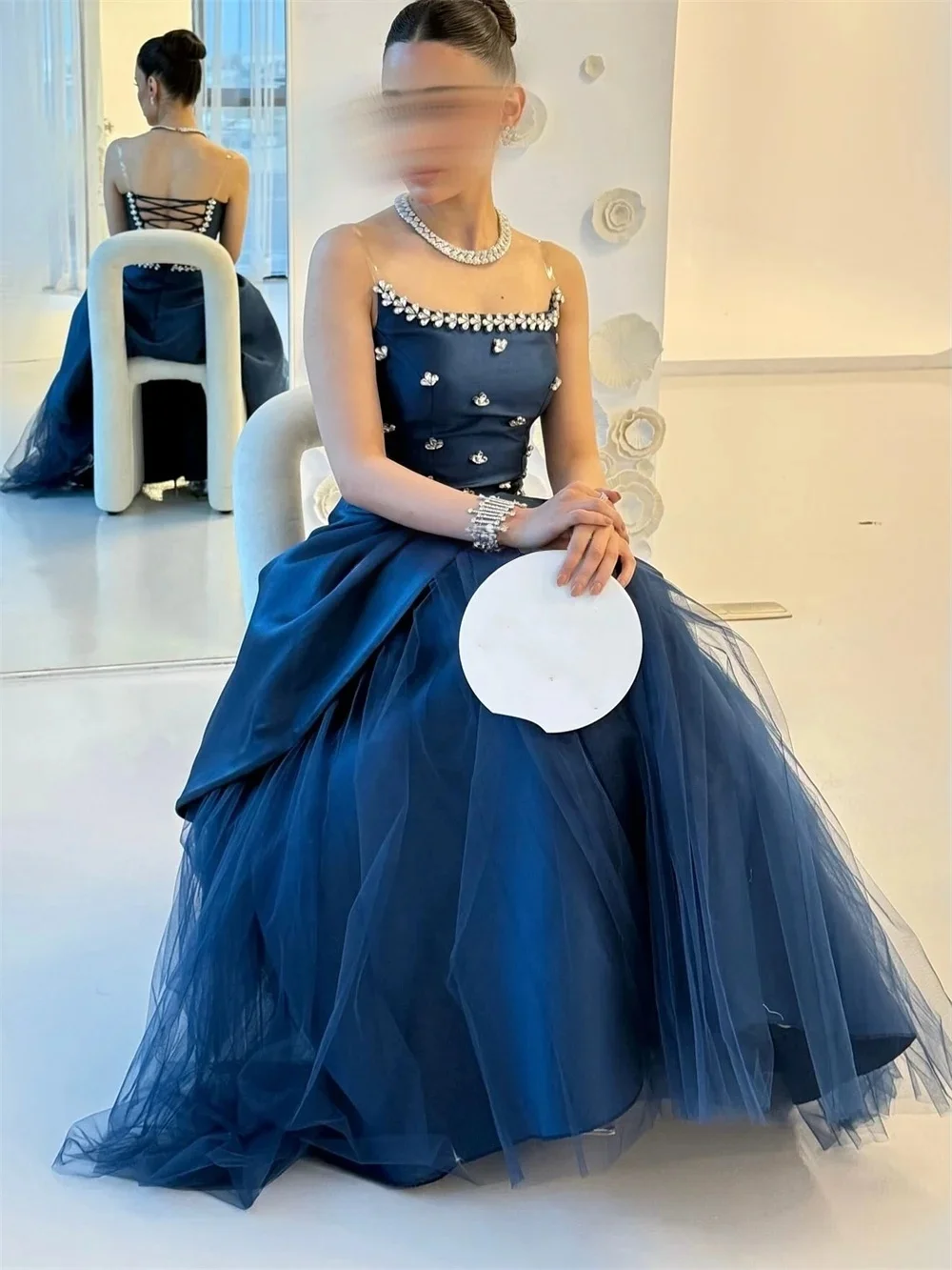 فساتين سهرة رسمية طويلة مطرزة باللون الأزرق مناسبة حسب الطلب، فساتين سهرة للجنسين، جيرسي ريترو دبي السعودية، حفلة موسيقية مخصصة