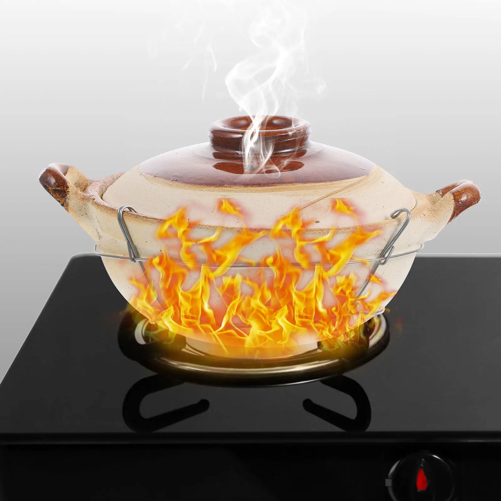 

Жаропрочная кастрюля с одной ручкой для приготовления на плите: быстрое и равномерное распределение тепла, идеально подходит для лапши, супов, риса, тушеных блюд