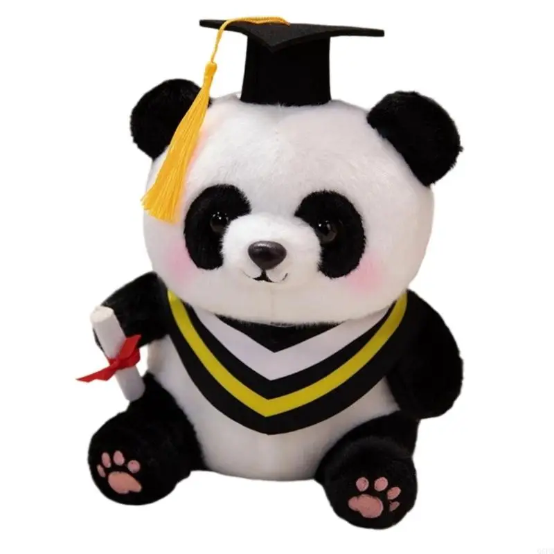 Bachelors Panda Plush Stuffed Animals Graduation Hat Gift Souvenir Doctor Degree Decorations