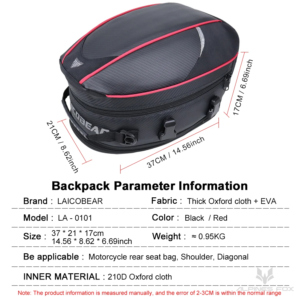 Waterproof Motorcycle Backpack Moto Tail Bag Motorcycle Rear Seat Bag Large Capacity Motorbike Travel Luggage Saddle Bag