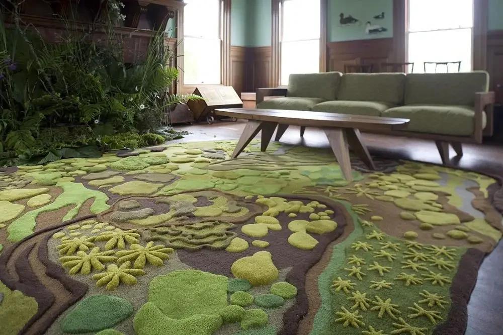 2026 Green 8x10 Rug  Green Grass Rug Hand Tufted Wool Rug Carpet