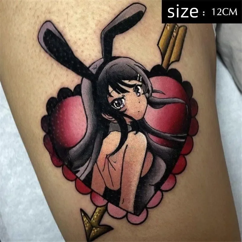 

Anime Rascal Does Not Dream of Bunny Girl Temporary Tattoos Heart Transfer Tatoo Body Art Waterproof Fake Tattoo Sticker