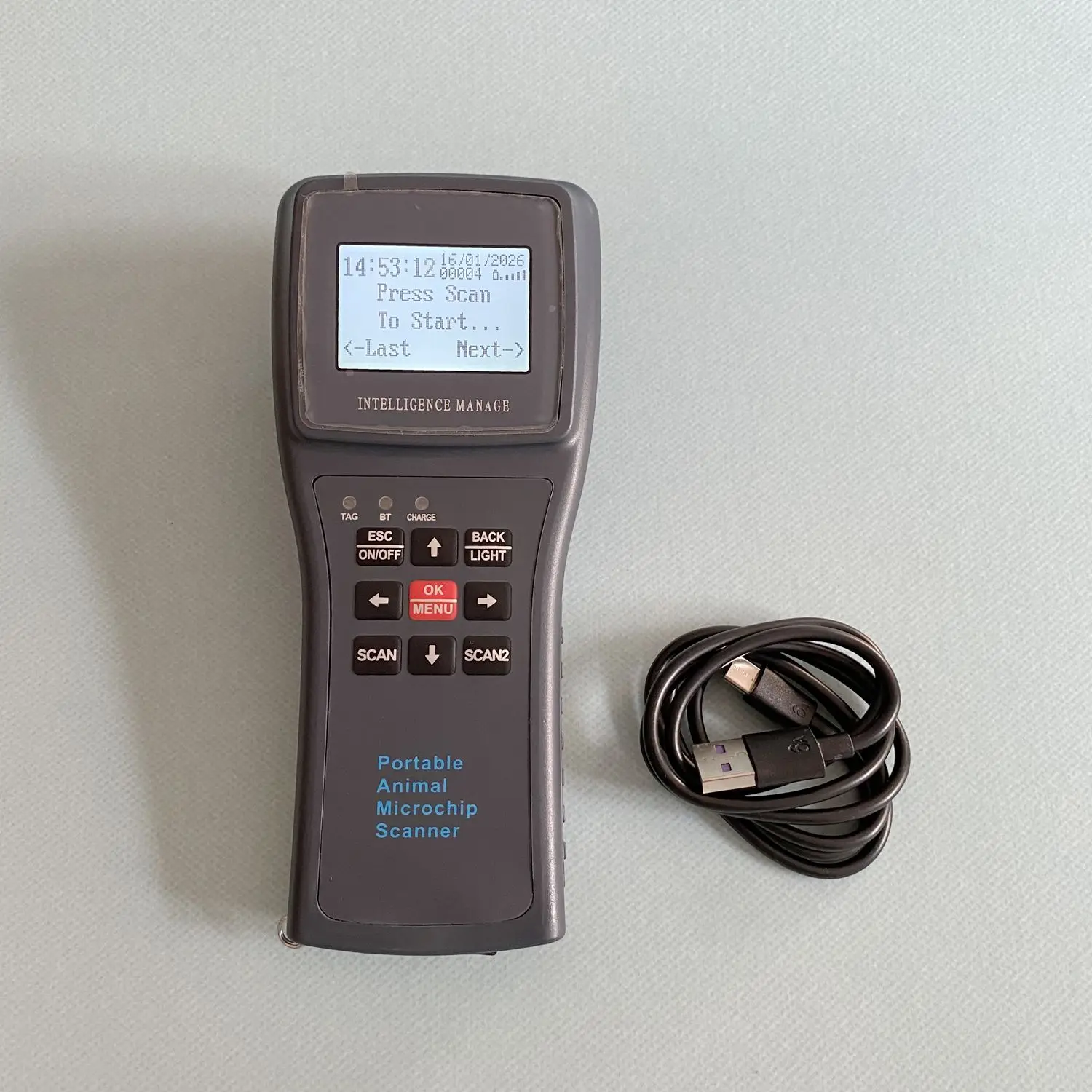134.2KHz Long Range Animal Microchip Scanner Large Memory Handheld Ear Tag Reader ISO11784/11785 FDX-B