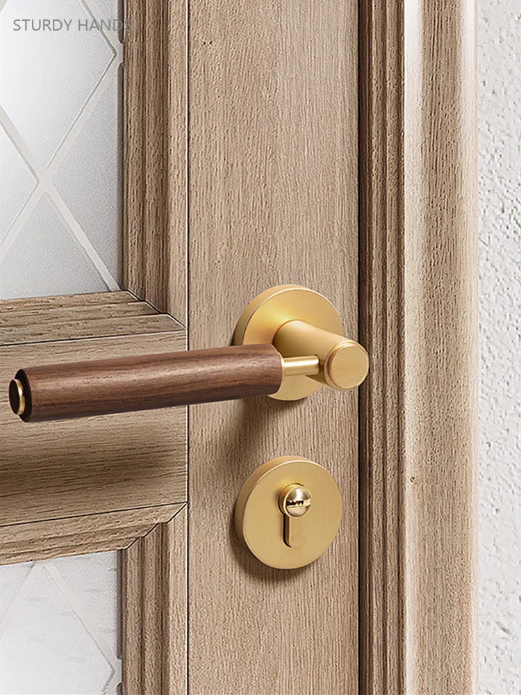 

Walnut Handle Wooden Door Lock Zinc Alloy Quiet Bedroom Door Lock Chinese Security Door Lock Household Hardware Accessories