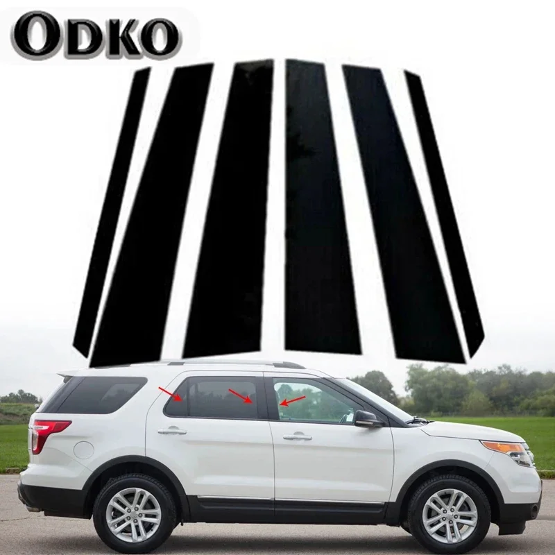 

6Pcs Car Door Window Pillar Posts Trim Covers Decorative Sticker for Ford Explorer 2011 2012 2013 2014 2015 2016 2017 2018 2019