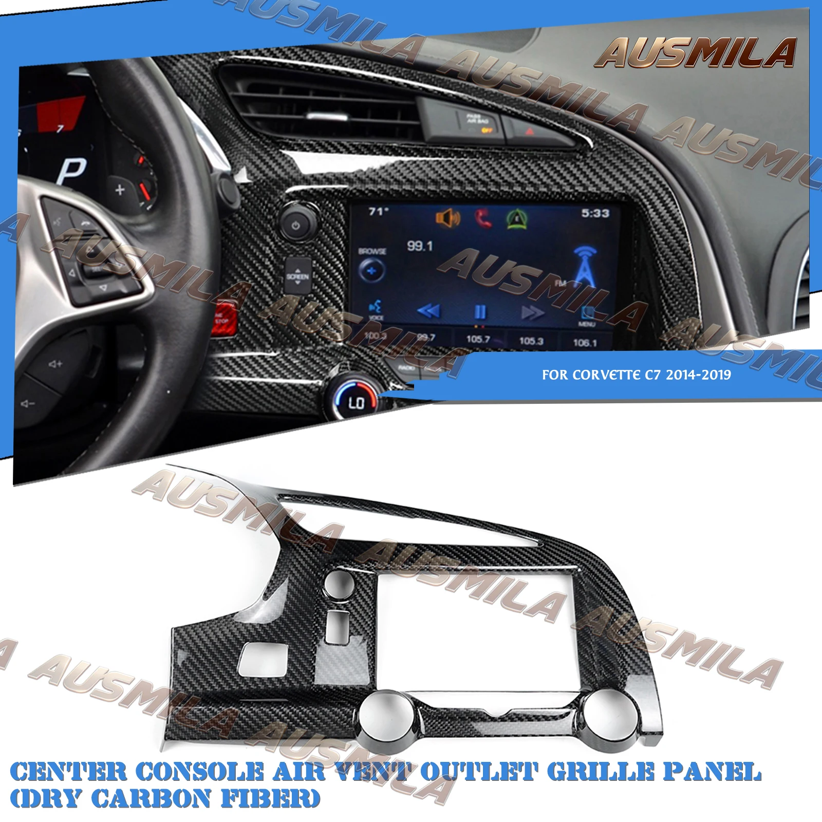 Car Interior Air Conditioning Outlet Center Console Panel Cover Frame For Chevrolet Corvette C7 2014-2019