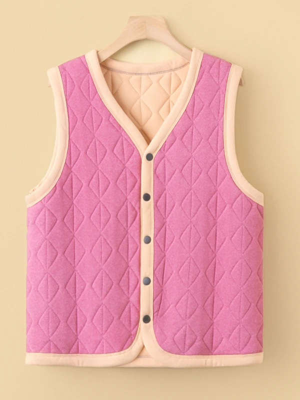 

Теплый термовест для женщин среднего и старшего возраста, модный, осенне-зимний, утепленный, из полиэфирного волокна, с V-образным вырезом, на одной пуговице, S...