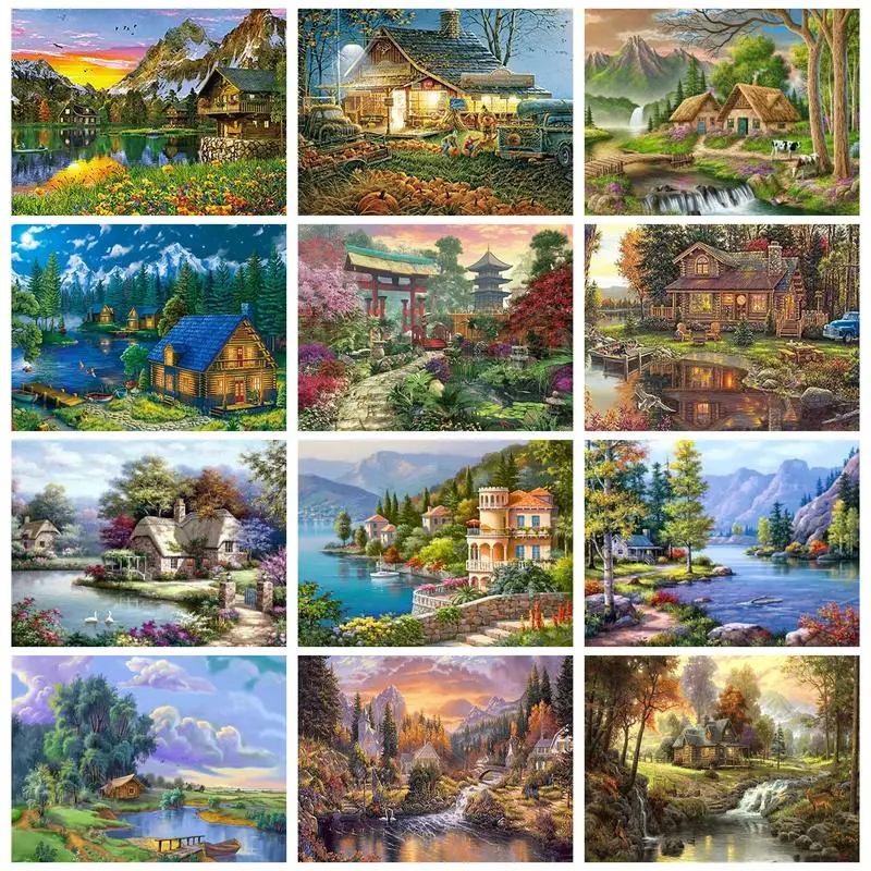 

RUOPOTY 5D Diamond Painting Tree Landscape Handicraft Mosaic Full Diamond Embroidery Art Rhinestone Home Decor