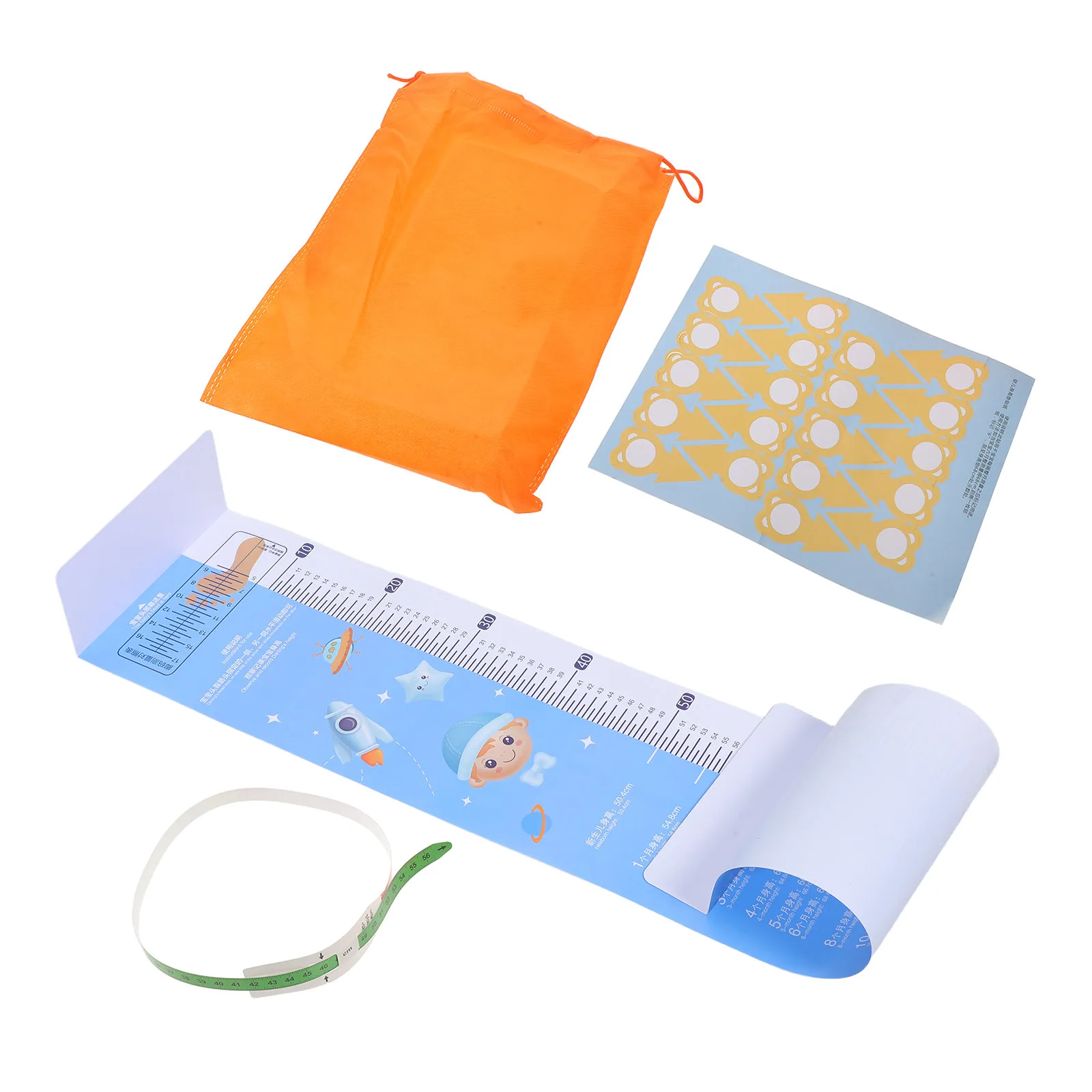 1Set Baby Height Growth Chart Folding Infant Measuring Mat Head Circumference Tape for Newborn Toddler 0-3 Years Body Length