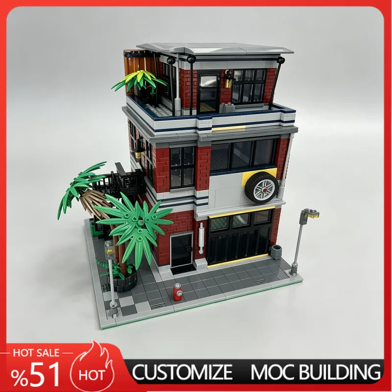1294 PCS Modular Car Tuning Garage City Street Building Model MOC Building Blocks Set DIY Assembly Educational Toy For funs Gift