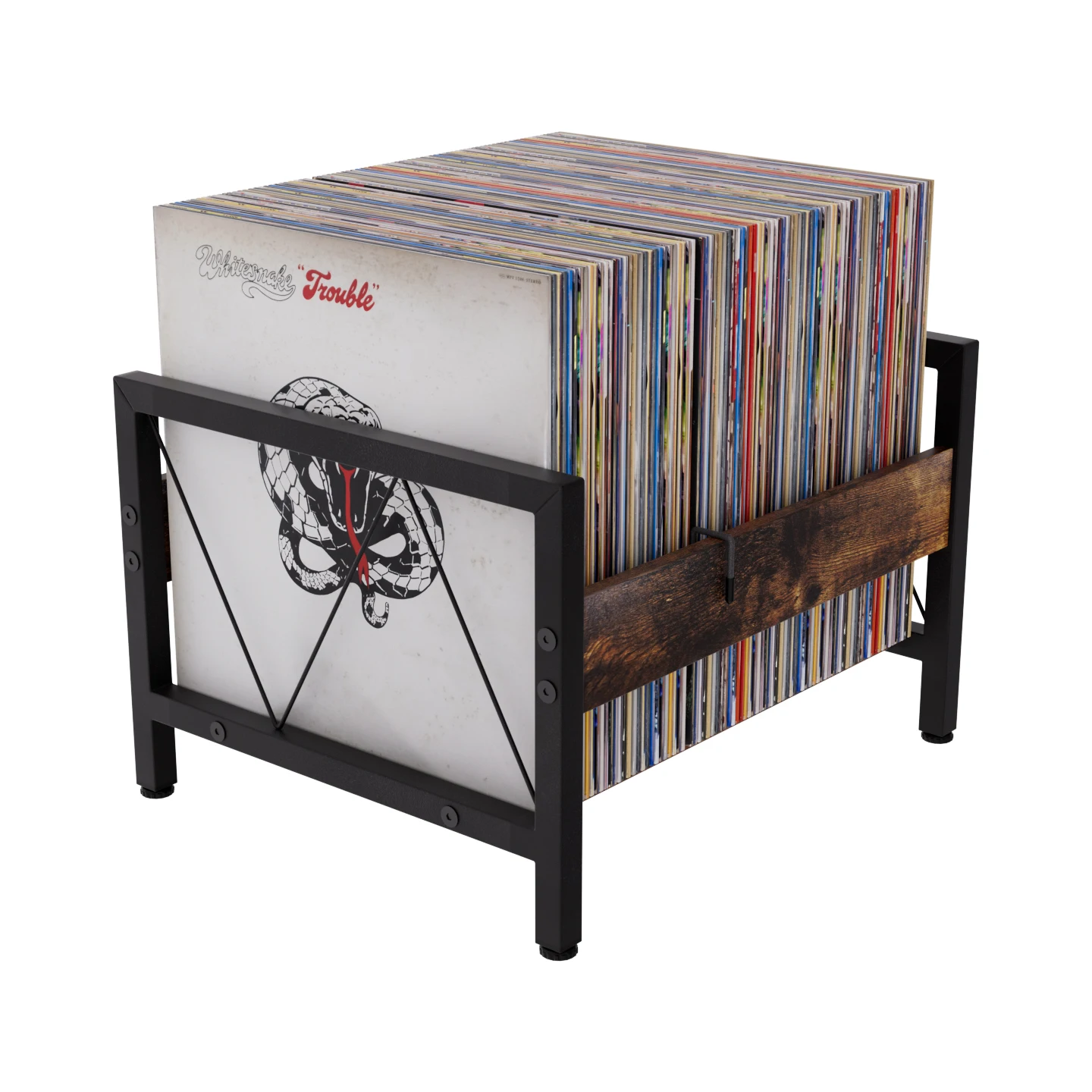 Neuer Großraumiger LP-Schallplatten-Aufbewahrungsschrank Retro Eisen- und Holzregal Vinyl-Album-Halter Präsentationsregal für Wohnzimmer-Aufbewahrung und Dekoration