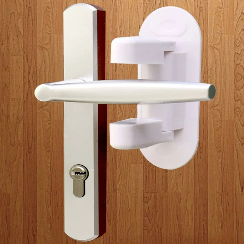 1pc Universal Door Lever Lock Child Baby Safety Lock Rotation Proof Professional Door Adhesive Security Latch Multi-functional