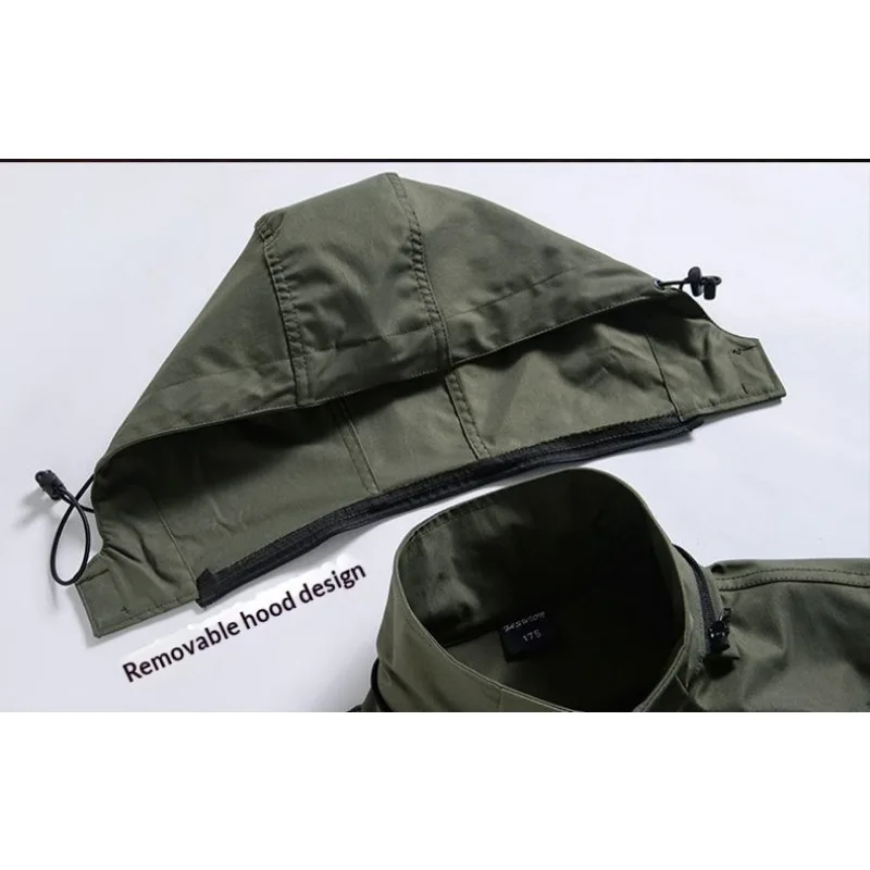 Men's Waterproof Tactical Sets Spring Autumn Detachable Hat Outdoor Hiking Workwear Combat Training Hunting Military Suit Men view 5