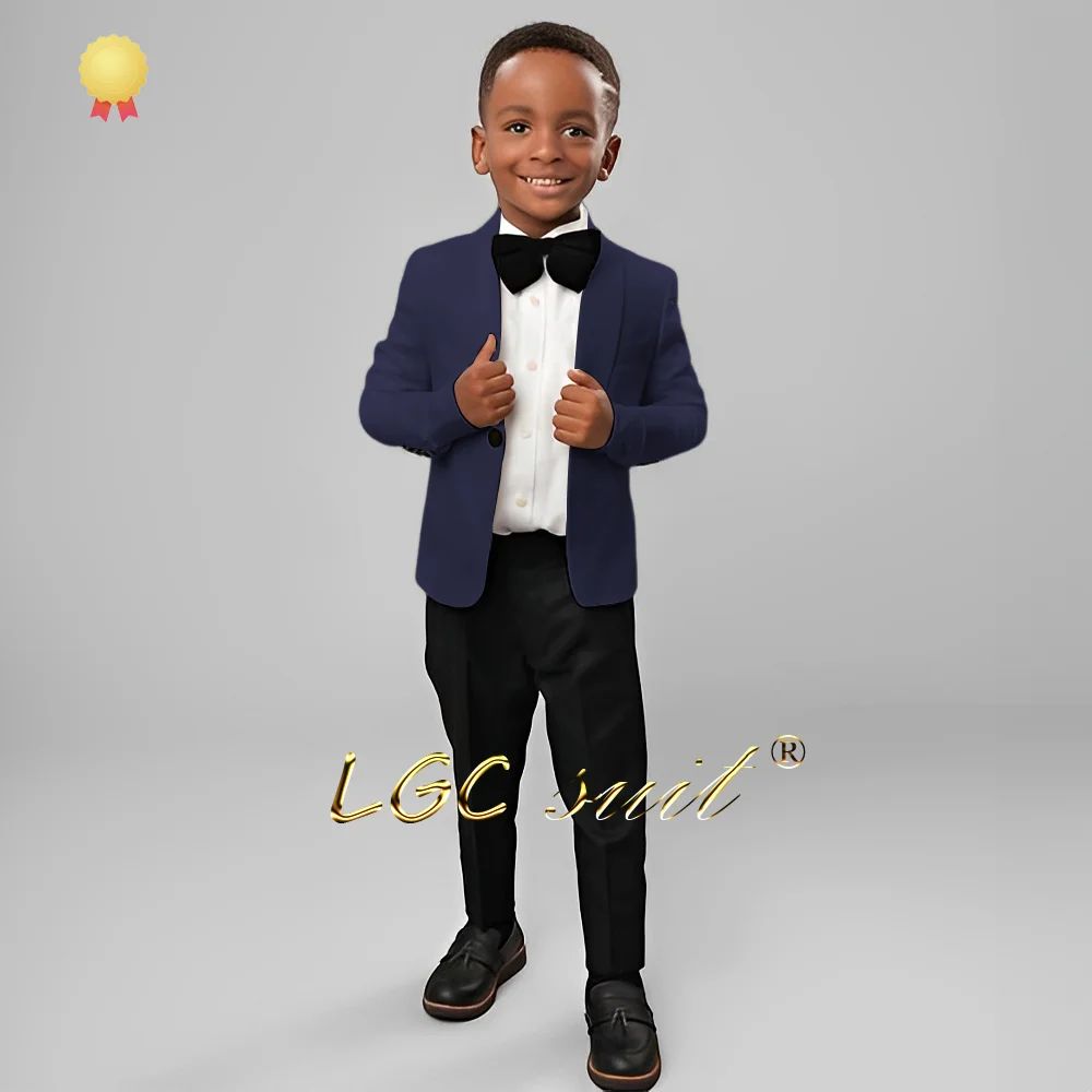 Boys ivory wedding suit 2 piece set (jacket and black trousers) suitable for children aged 2-16 years old custom tuxedo