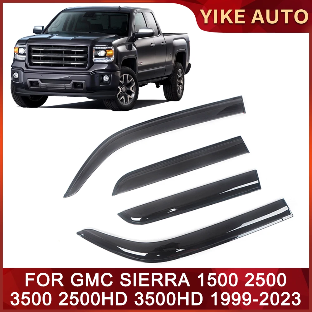 

Window Visor for GMC SIERRA 1500 2500 3500 2500HD 3500HD 1999-2023 Door Visor Wind Sun Rain Guards Side Window Wind Deflectors