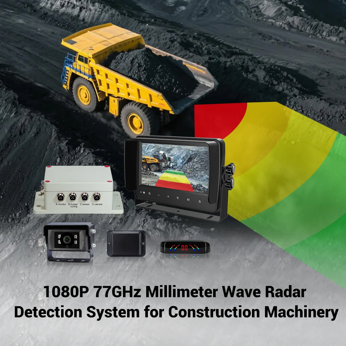 STONKAM IP69K 방수 77GHz 레이더 경고 시스템 후방 카메라 포함 광산 트럭용 사각지대 모니터링