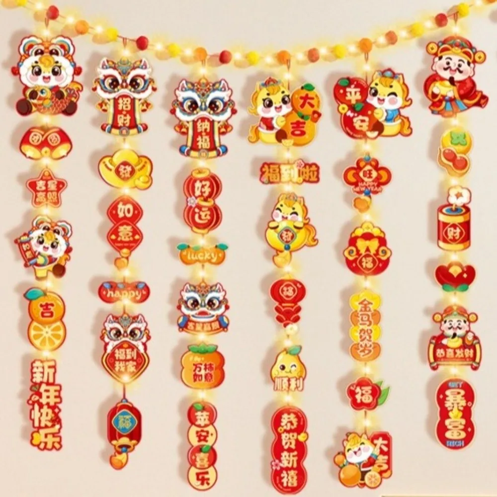 2pcs Cartoon Chinese New Year Pendants Blessing Handmade Fu Character Pendant Traditional Zodiac Horse 2026 Horse Year Couplet