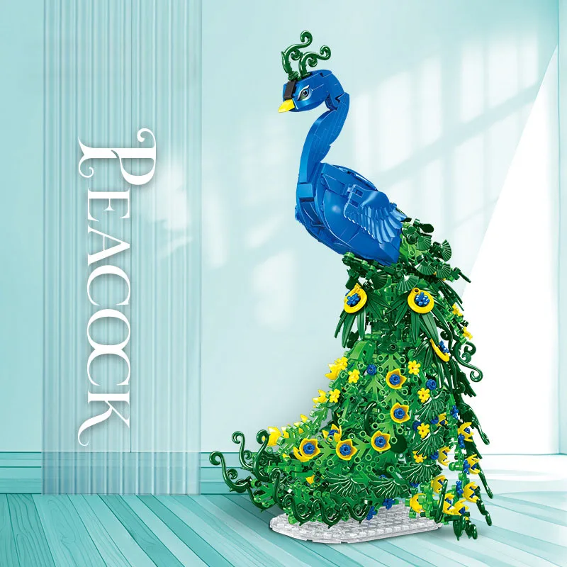 

Idea Flower Animals Birds Image Mini Block Peacock Construction Model Pavo Cristatus Building Brick Toy Collection For Gifts