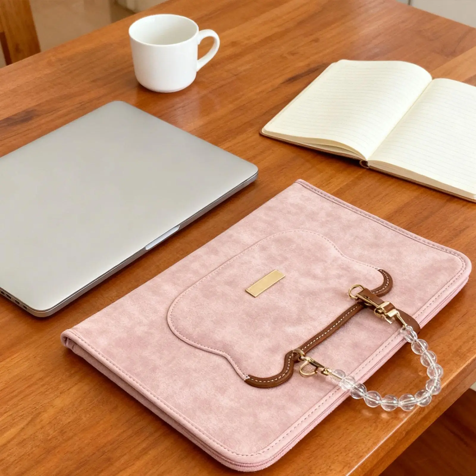 Laptop Sleeve for 13” Travel Carrying Outdoor for Men Women Flip Case Compact Shockproof Portable PU Leather Laptop Bag